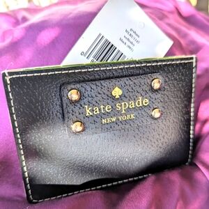NWT 🖤 KATE SPADE 🖤 GRAHAM WELLESLEY 😍 Card Case 😍 Black/Tan🧁 LEATHER🩷$45 R